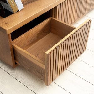 Walnut Wood TV Unit & Console, Modern and Unique Design Decor, Rectangular Cabinet with Drawers, Media Console and TV Storage Models