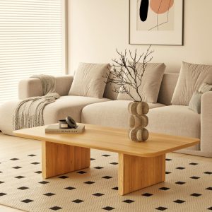 Modern Coffee Table - Minimalist Ash Coffee Table, Wood Coffee Table for Living Room, Scandinavian Coffee Table, Low Table, Natural Wood