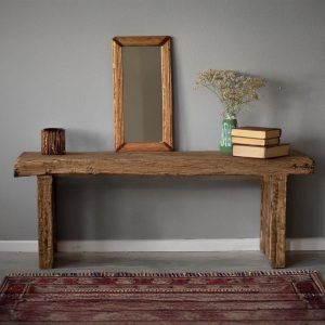 Solid Rustic Wooden Console Table – Custom Handcrafted Farmhouse Entryway Dresser – Small Live Edge Corner Bench Barn Wood Hallway Decor