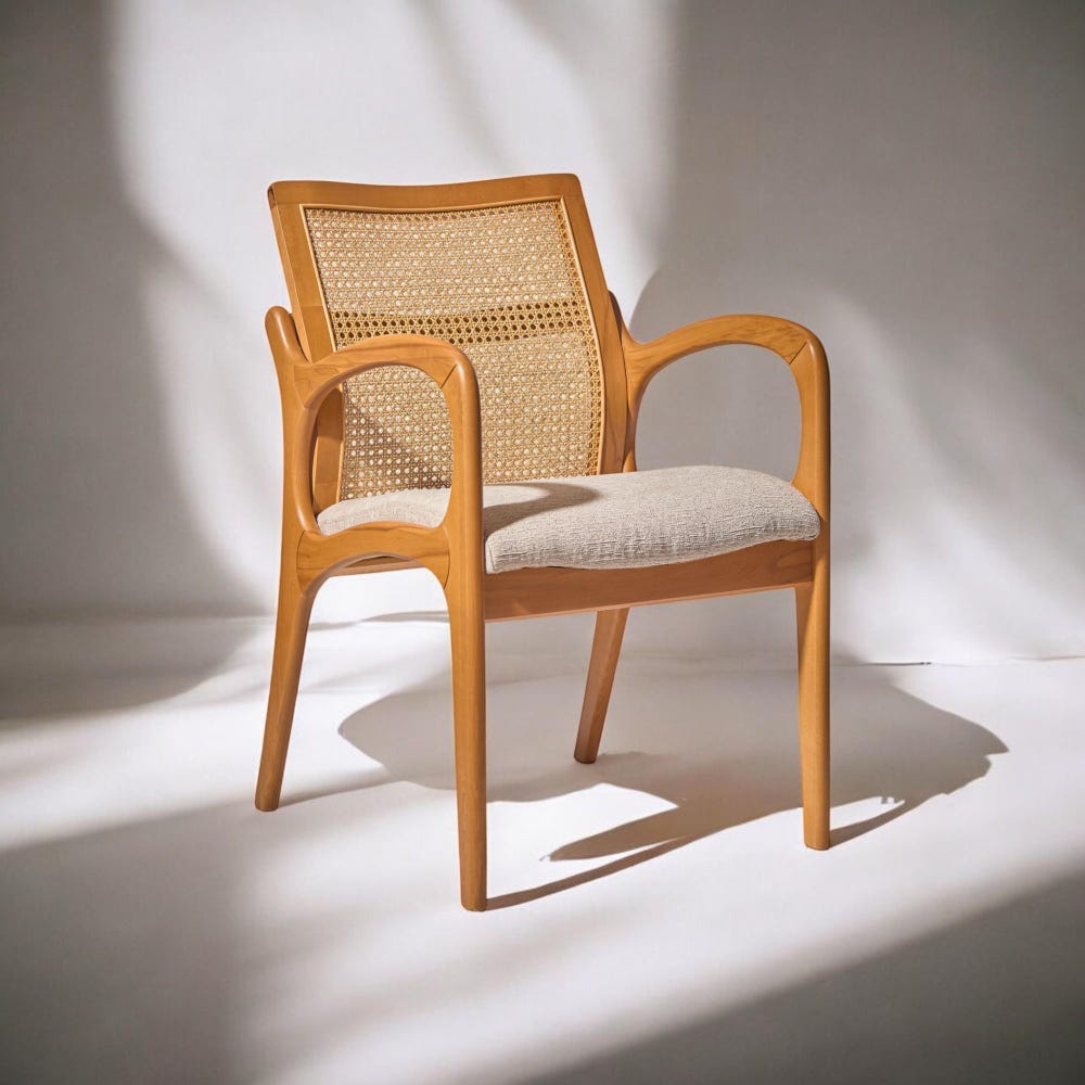 Wooden Dining Chair with Arms, Modern Kitchen Table Chairs, Comfortable Wood Chair for Living Room & Dining Room Seating - Image 3