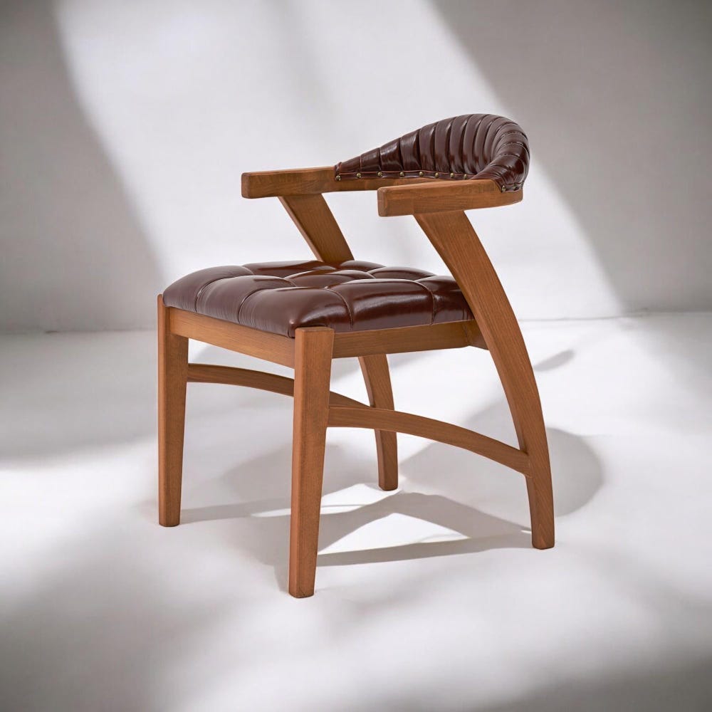 Wooden Dining Chair with Arms, Modern Kitchen Table Chairs, Comfortable Wood Chair for Living Room & Dining Room Seating - Image 4