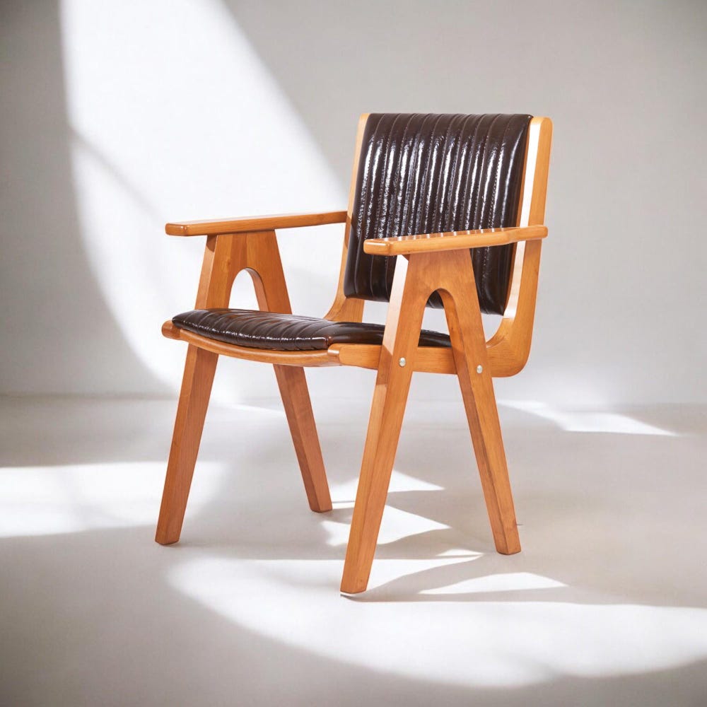 Walnut Modern Dining Chair with Wooden Arms, Kitchen Table Chairs, Wooden Dining Chair for Living Room Seating - Image 8