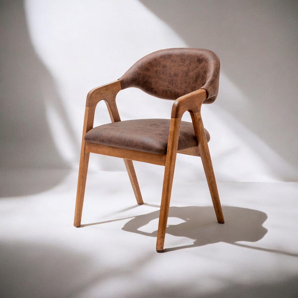 Wooden Dining Chair with Arms - Modern Walnut Kitchen Table Chairs for Living Room & Dining Room Seating