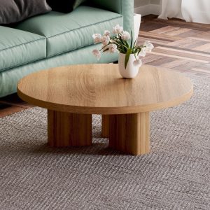 Round Wood Coffee Table - Solid Oak Coffee Table - Modern coffee table - Minimalist coffee table - Japandi coffee table - Furniture
