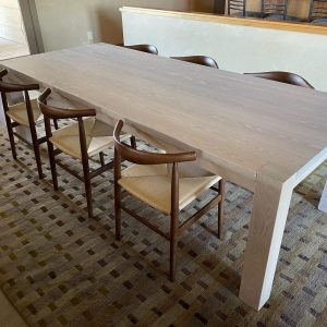 White Farmhouse Table, Modern Farmhouse Kitchen Table, Modern Wood Table with Exposed Table Leg, Whitewash Parsons Table, White Ash Table