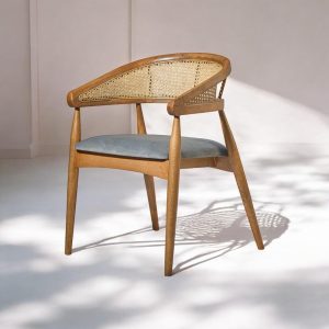 Rattan Dining Chair Handmade Wooden Modern Kitchen & Living Room Table Chair Comfortable Seating