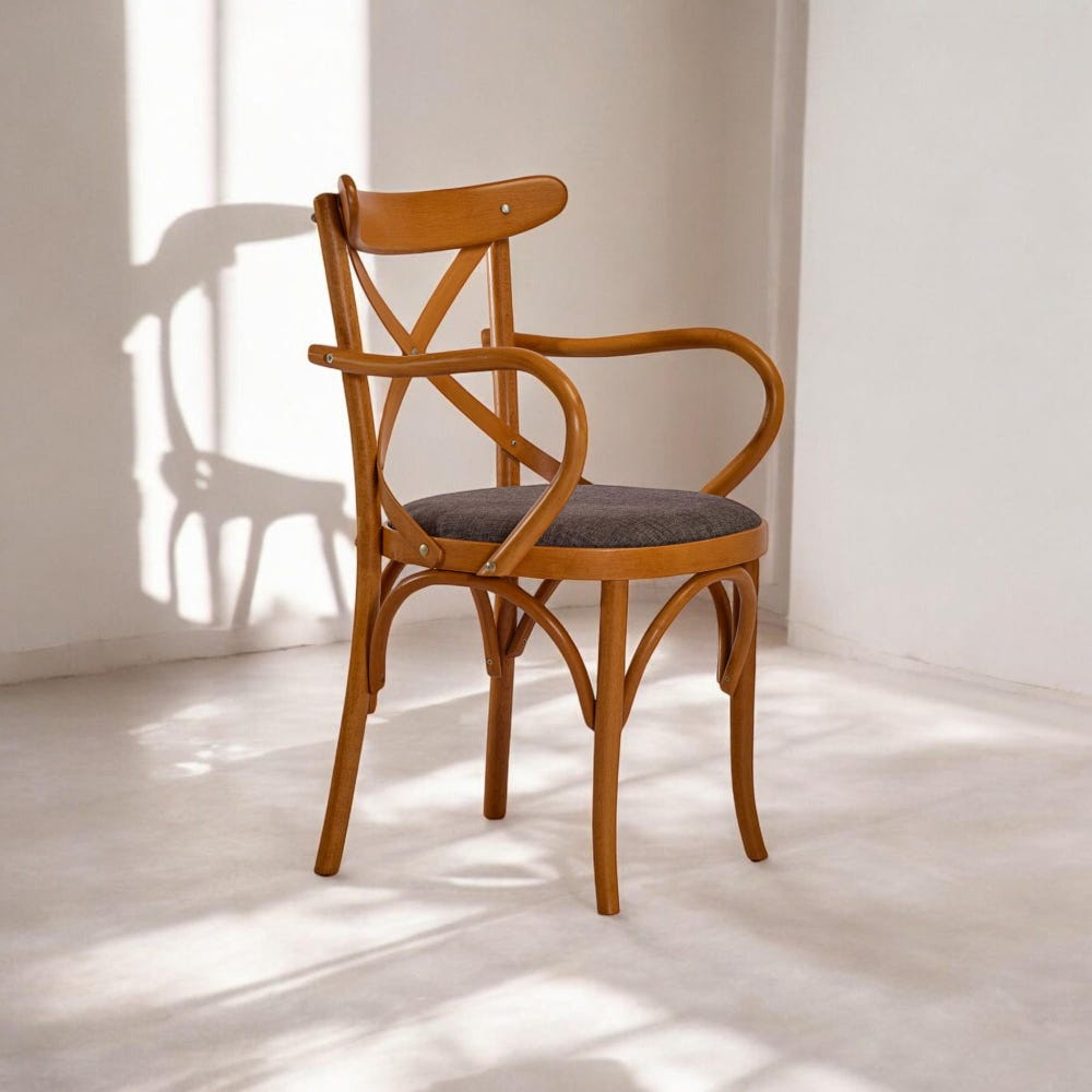 Wood Dining Chair with Arms, Modern Kitchen Table Chairs, Wooden Dining Chairs for Living Room, Stylish & Comfortable Seating - Image 5