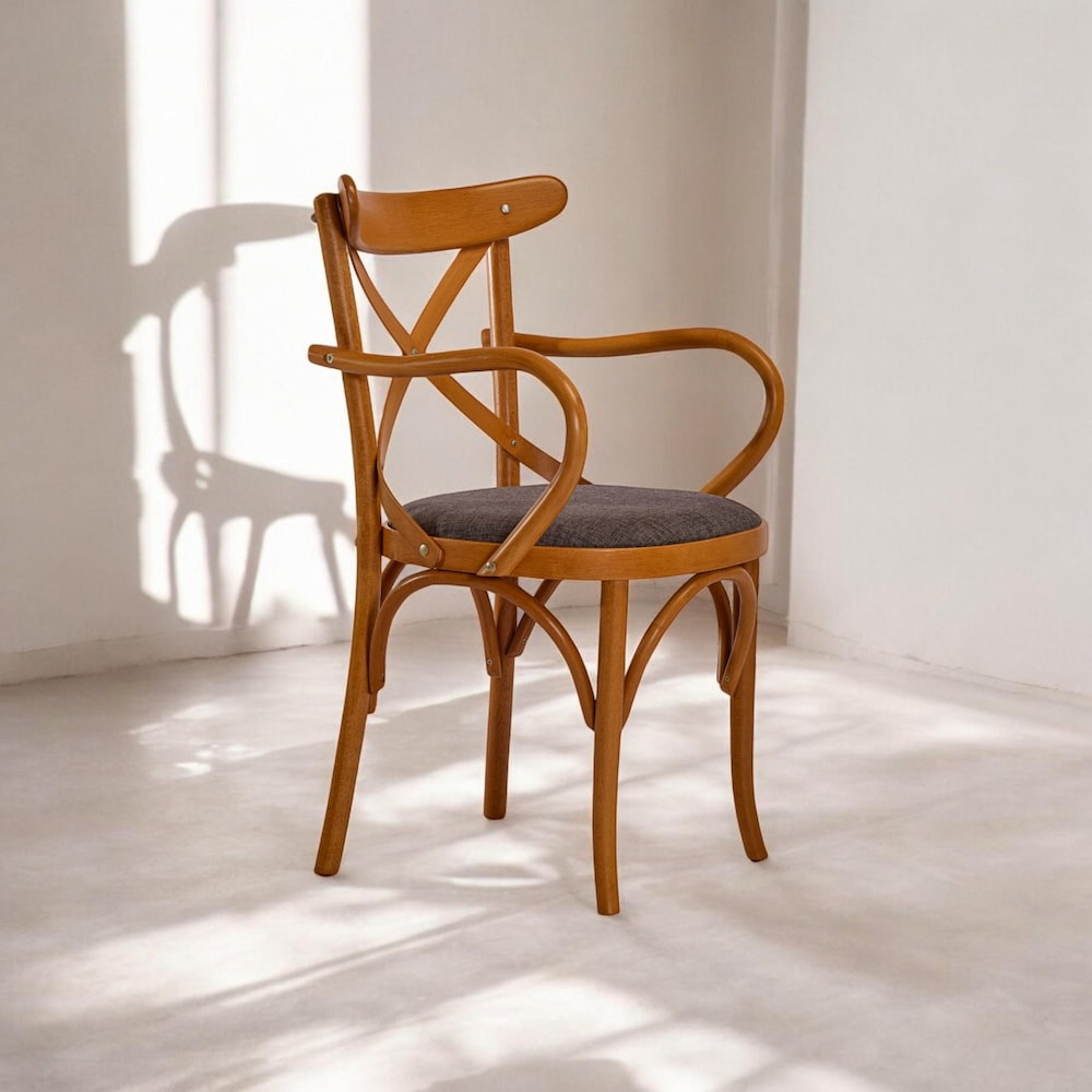 Wood Dining Chair with Wooden Arms, Modern Kitchen & Living Room Chairs, Stylish Comfortable Dining Table Seating - Image 5