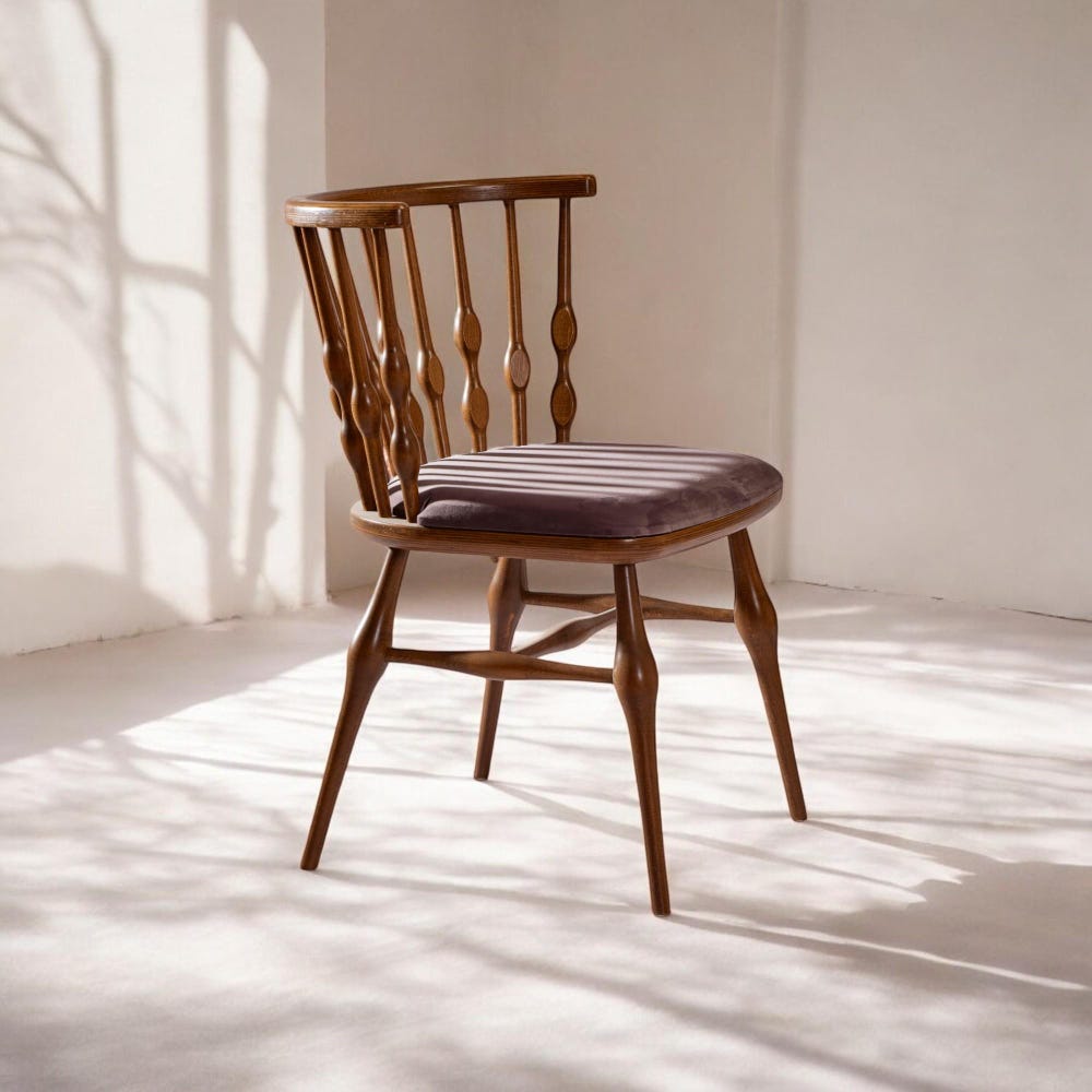 Wood Dining Chair with Wooden Arms, Modern Kitchen Table Chair, Comfortable Dining Chair for Living Room & Dining Room Seating