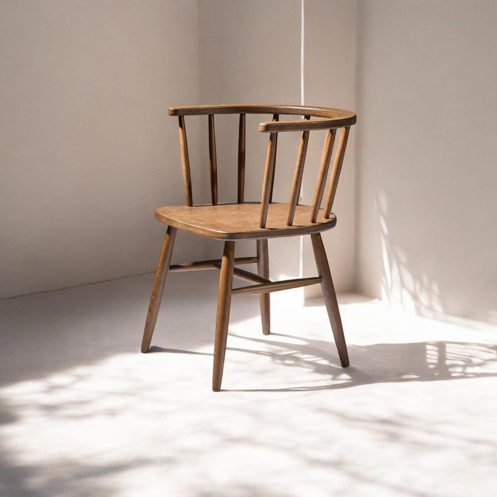 Wood Dining Chair with Wooden Arms - Modern Kitchen Table & Living Room Chairs, Stylish Comfortable Seating