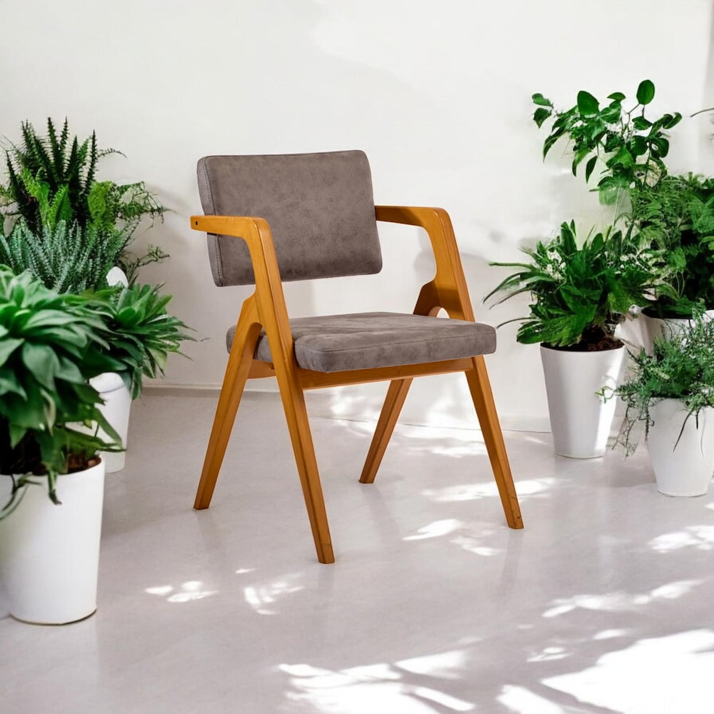 Wooden Dining Chair with Arms, Handmade Modern Kitchen Table Chairs, Comfortable Living Room Seating, Stylish Dining Room Furniture - Image 5