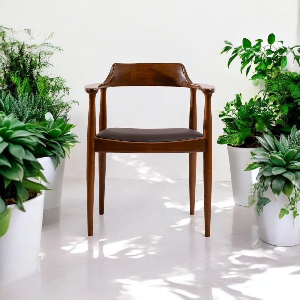 Wooden Dining Chair with Arms, Handmade Modern Kitchen Table Chairs, Comfortable Living Room Seating, Stylish Dining Room Furniture