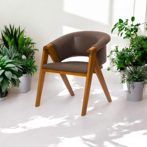 Wooden Dining Chair with Arms, Handmade Modern Dining Chairs for Kitchen & Living Room, Comfortable Stylish Seating