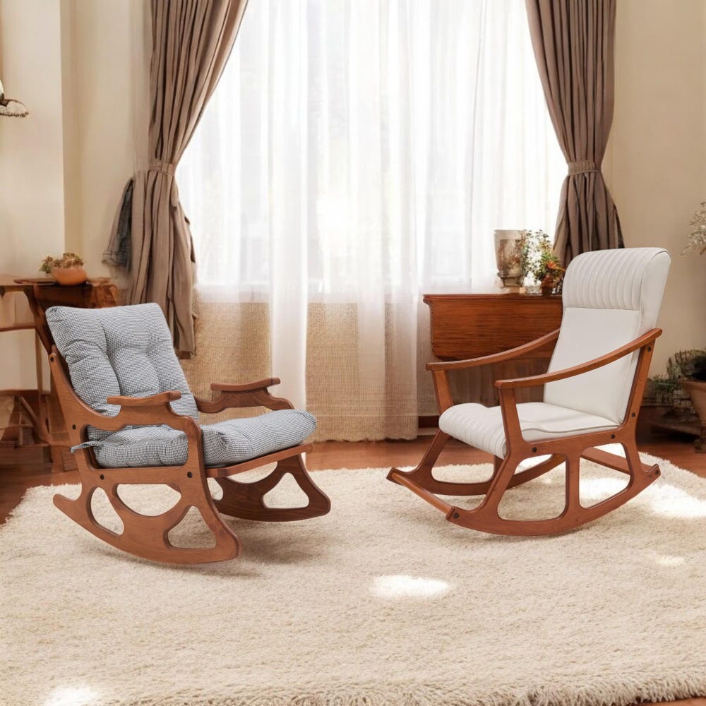Handmade Wooden Rocking Chair – Unique Relaxing Chair for Reading & Peaceful Corners, Comfortable Wood Rocker - Image 7