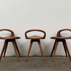 APEX Swiveling Dining Chair | Carved Seat | Mid Century Modern chair | Tractor seat chair | Kitchen Chair | Natural Finish