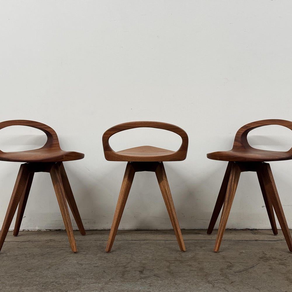 APEX Swiveling Dining Chair | Carved Seat | Mid Century Modern chair | Tractor seat chair | Kitchen Chair | Natural Finish