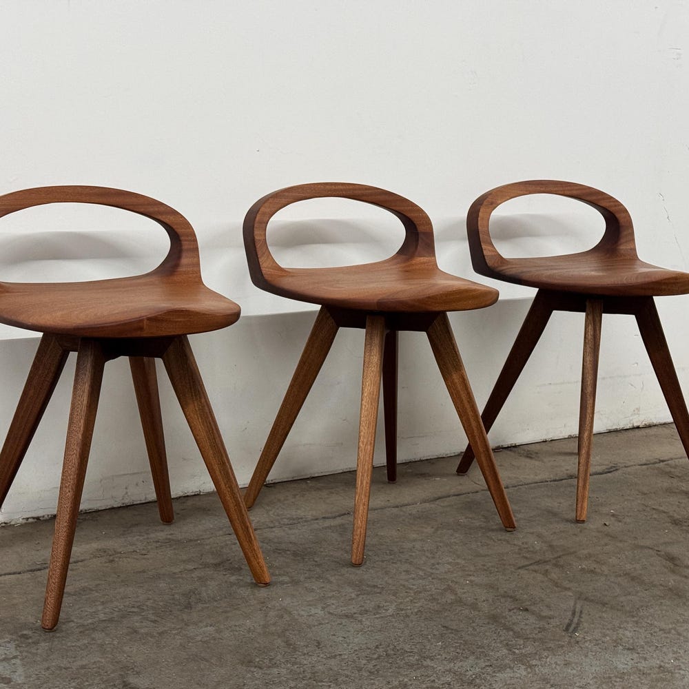 APEX Swiveling Dining Chair | Carved Seat | Mid Century Modern chair | Tractor seat chair | Kitchen Chair | Natural Finish - Image 3