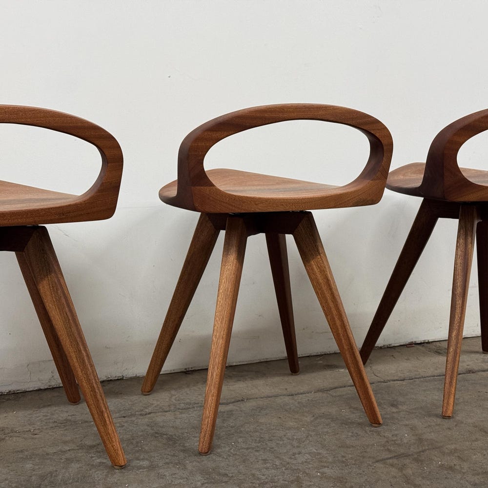 APEX Swiveling Dining Chair | Carved Seat | Mid Century Modern chair | Tractor seat chair | Kitchen Chair | Natural Finish - Image 6