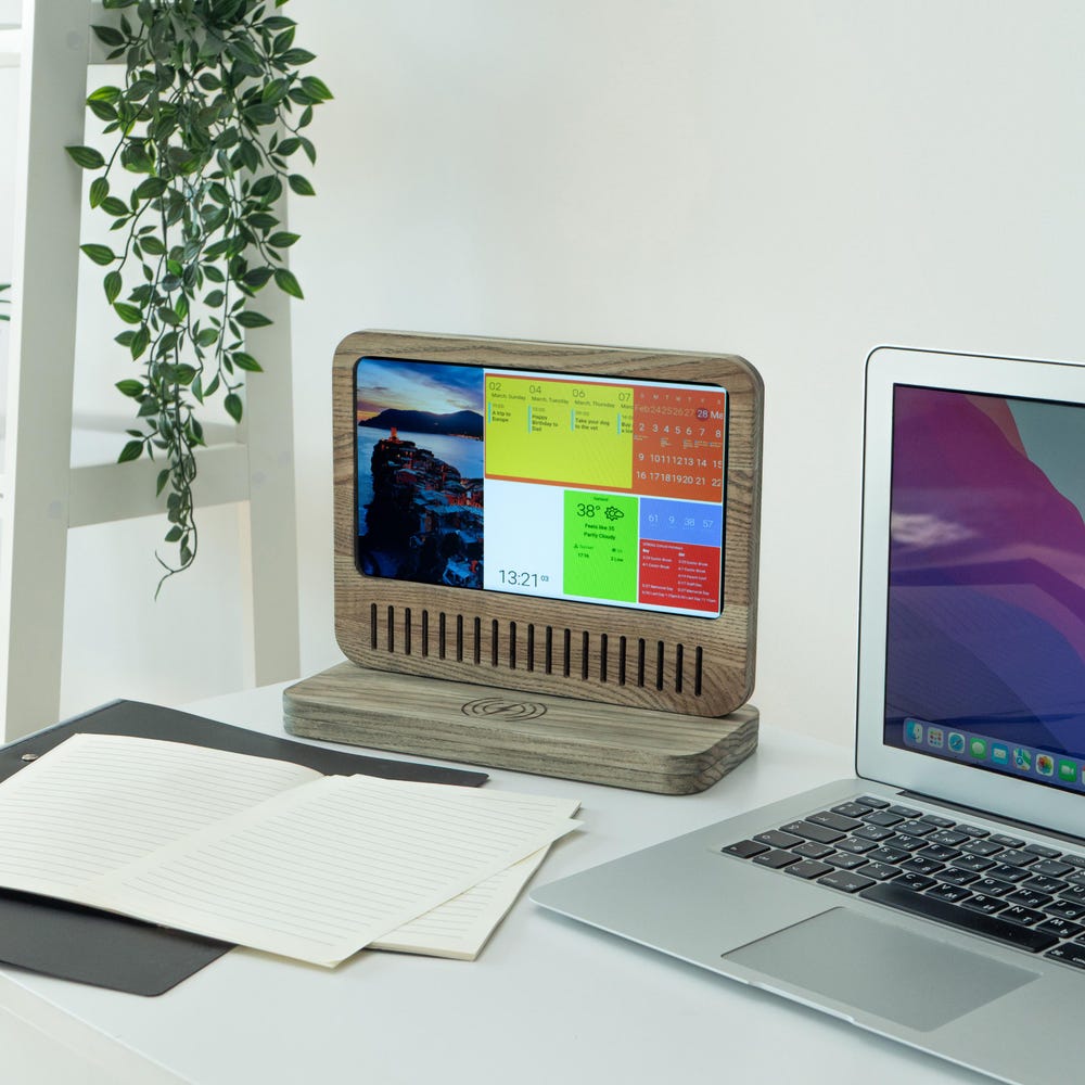 Smart Wooden Display | Crypto & Stock Tracker | DAKBoard Dashboard | Wireless Charging | Handmade Ash Wood | 10" Screen - Image 6