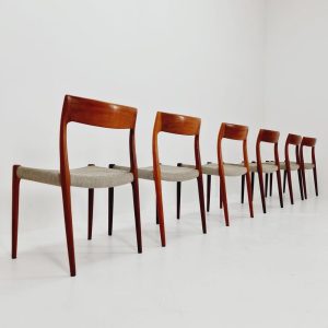 Mid Century Danish Rosewood dining chairs by Niels O.Moller, model 7, set of 6, 1960s