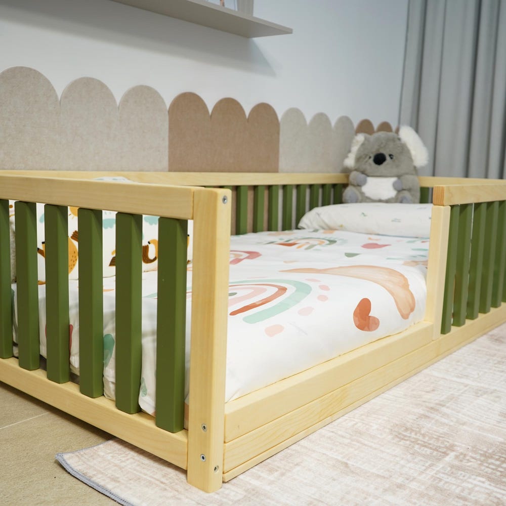 Toddler Floor Bed for US Standards-2.48 in (6.3 cm) in Gap Between Rails, With Door Option, Choose The Color Option ,Montessori Inspired Bed - Image 4