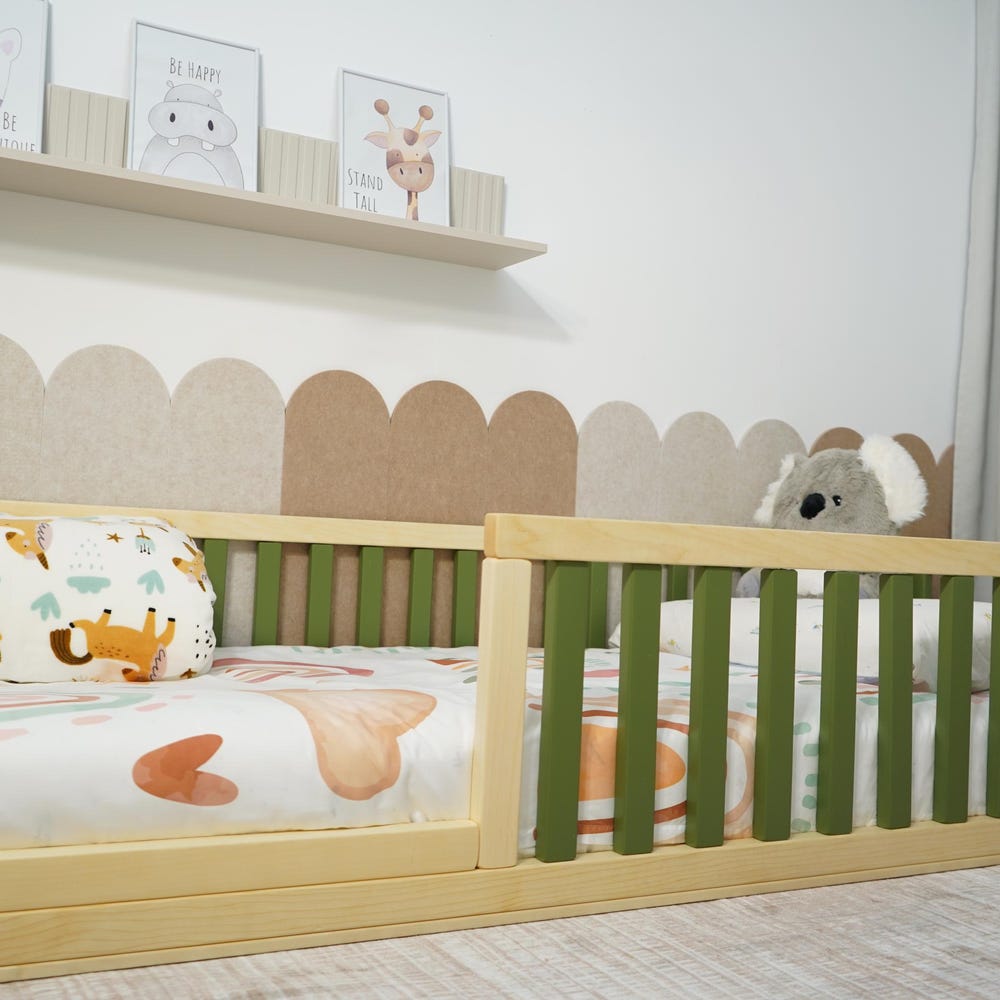 Toddler Floor Bed for US Standards-2.48 in (6.3 cm) in Gap Between Rails, With Door Option, Choose The Color Option ,Montessori Inspired Bed - Image 7