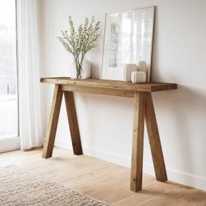 Rustic Wood Console Table for Entry, Reclaimed Wood Hallway Table, Customizable Handmade Wooden Solid Sofa Foyer Dresser for Housewarming