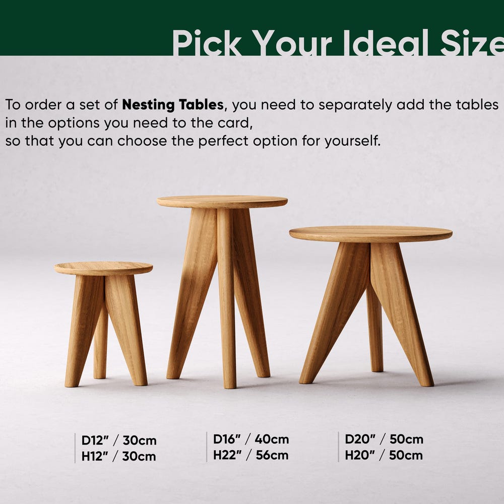 Modern Nesting Tables - End Round Side Table - Solid Oak Wood Table - Small Nesting Tables for Living Room - Set of End Side Tables - Image 5