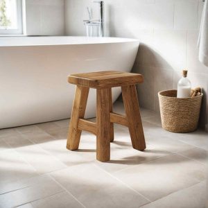 Handcrafted Rustic Barnwood Stool, Reclaimed Wood Farmhouse Primitive/Vintage Small Step Stool, Entryway Seat Riser Stool for Small Spaces