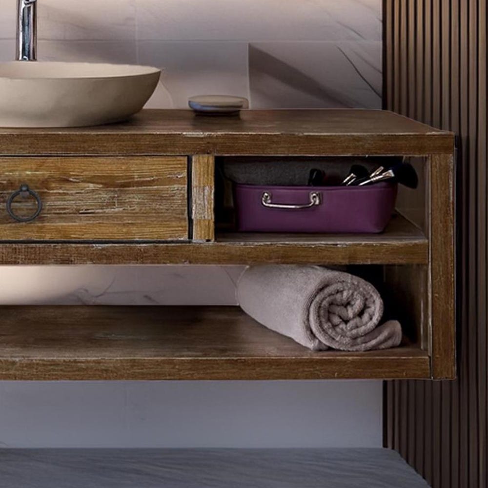 Wooden Rustic Style handmade bathroom vanity live edge solid wood cabinet sink table counter top farmhouse home decor furniture handcrafted - Image 3