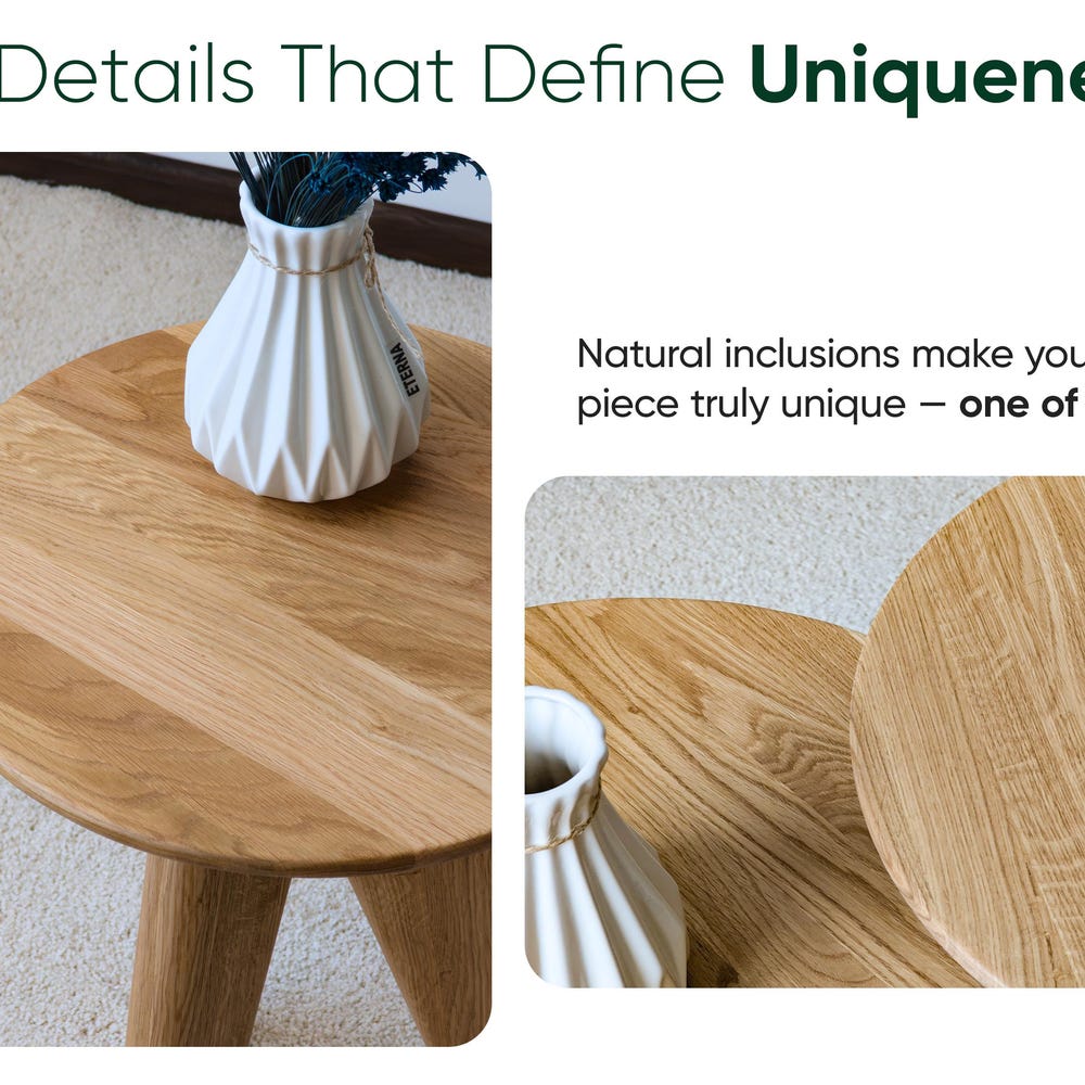 Modern Nesting Tables - End Round Side Table - Solid Oak Wood Table - Small Nesting Tables for Living Room - Set of End Side Tables - Image 8