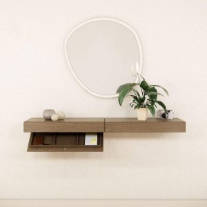 Walnut Color Wood Floating Shelf with Hidden Compartment