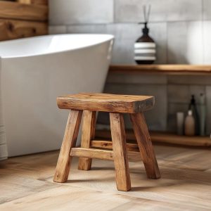 Handcrafted Rustic Barnwood Stool, Reclaimed Wood Farmhouse Primitive/Vintage Small Step Stool, Entryway Seat Riser Stool for Small Spaces