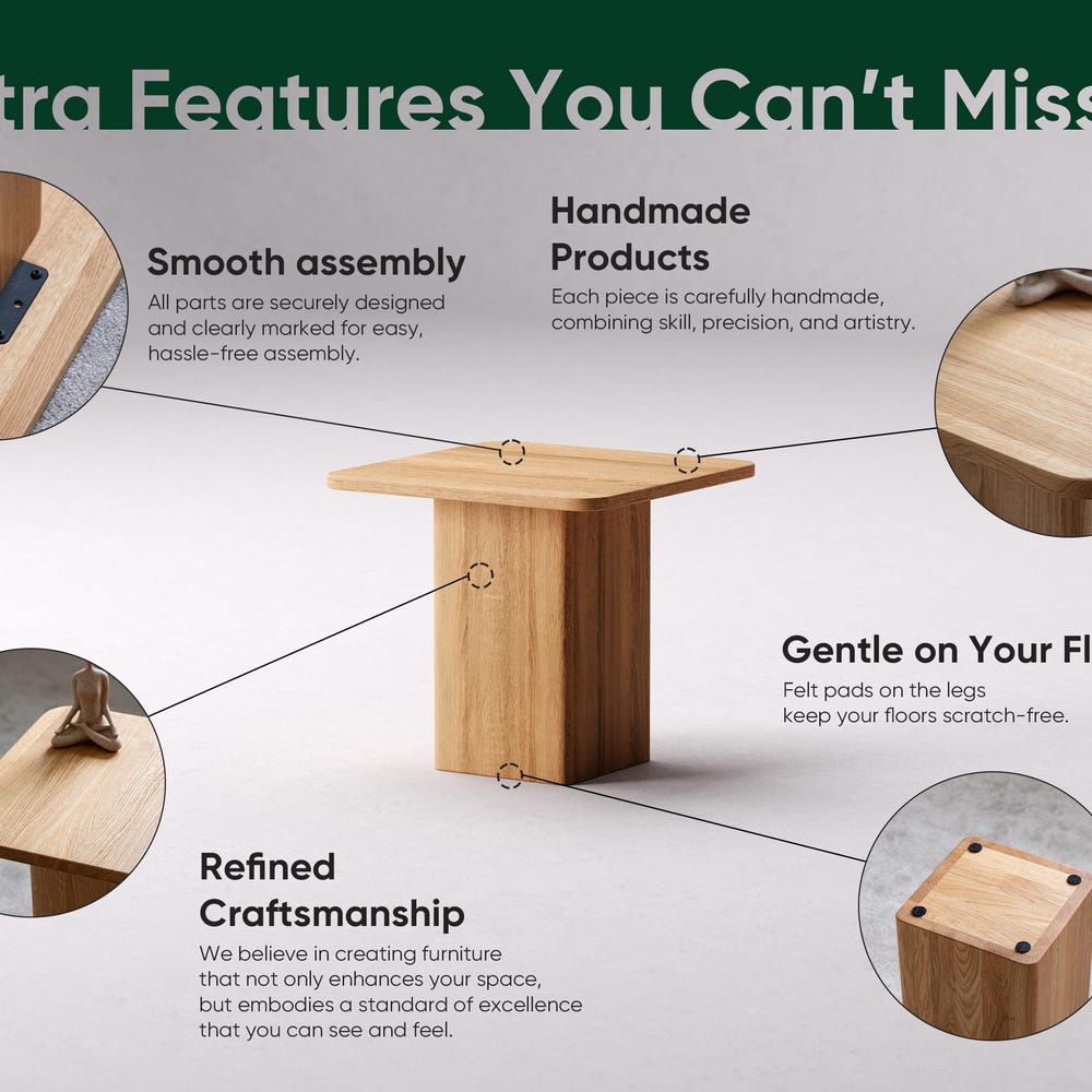 Modern End Table - Unique Wood Side Table - Solid Oak Wood Table - Minimalist End/Side - Set of End Side Tables - Scandi end table - Image 10