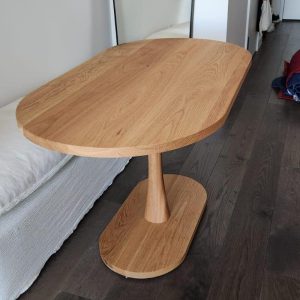 Narrow Oval Kitchen Table, Oval Oak Pedestal Table, Small Wood Dining Table, Wood Table for a Banquette, Narrow Wooden Dining Table Oval