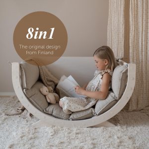 Climbing Arch Set - Wooden Montessori Rocker Set With Cushion And Slide Ramp LUOTO II