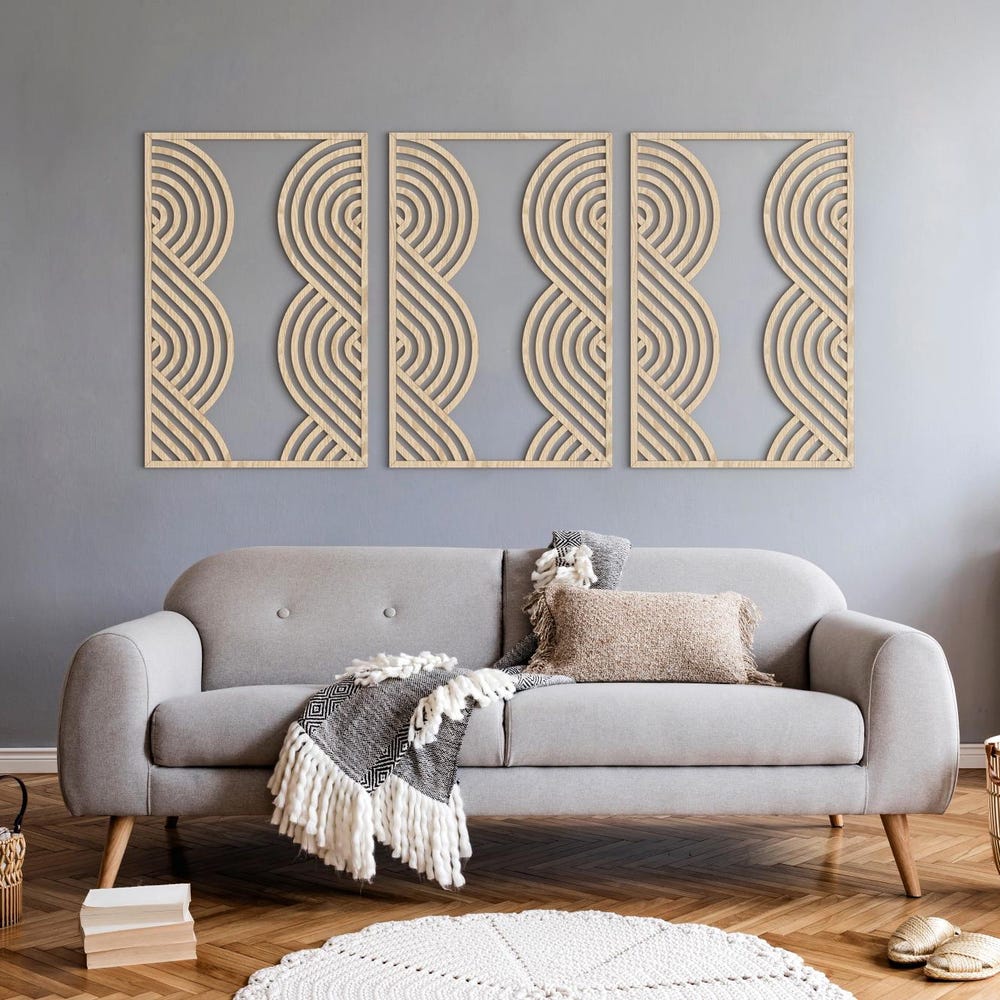Wood Wall Art Set | Geometric Decor | Modern Wood Wall Art | Wall Wooden Art | Minimalist wall art | Living Room Decor | Abstract wall art - Image 4