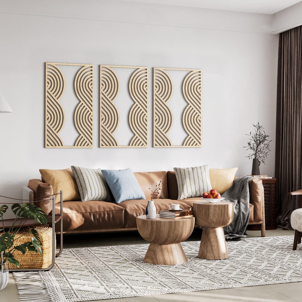 Wood Wall Art Set | Geometric Decor | Modern Wood Wall Art | Wall Wooden Art | Minimalist wall art | Living Room Decor | Abstract wall art - Image 2