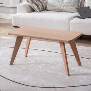 Solid Oak Coffee Table – Handmade Rectangular Wooden Center Table – Minimalist & Modern Living Room Table, Handmade Wooden Side Table