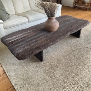 Handmade Rustic Coffee Table - Live Edge Wood Table - Dark Brown Farmhouse Centerpiece - Natural Wooden Low Table - Mother’s Day Gift