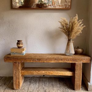 Solid Rustic Wooden Console Table – Custom Handcrafted Farmhouse Entryway Dresser – Small Live Edge Corner Bench Barn Wood Hallway Decor
