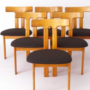 Set of 6 Danish 'T' shaped chairs – 1960s Mid-Century Modern Design