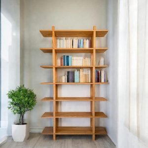Bookshelf Oak Wood Minimalist decor Modern storage Living Room Bedroom Office  Entryway organization Open Shelving Design Handmade Furniture