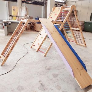 Very Large Double Climber with Slide and Monkey Bars