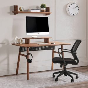 il_1000x1000.6714578584_kg7l.jpg American Walnut Wooden Desk, Minimalist Computer Desk, Office Desk with Cable Organizer & Headphone Holder, Personalized Gift