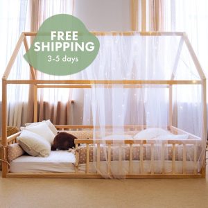 Montessori floor bed with canopy - House bed, Kids and baby, Toddler bed, Twin bed frame, Kids bed, Canopy bed, Full floor bed, Furniture