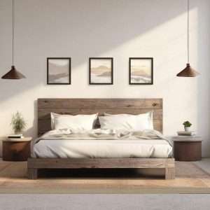 Rampart Bed - Quick Ship - Modern Rustic - Solid Wood - Platform Bed Frame & Headboard - Handmade in USA
