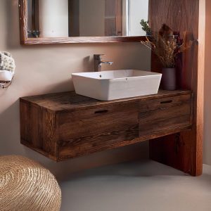 rustic handmade custom size wooden bathroom vanity cabinet old style farmhouse decor sink table liveedge reclaimed solid wood countertop