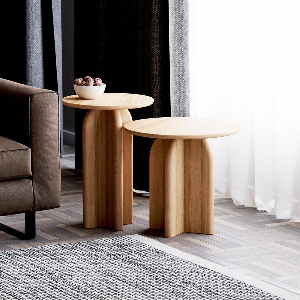 Modern Side Table - Round End Table - Solid Oak Wood Table - Wood End Table for Living Room - Set of End Side Tables - Minimalist End tables - Image 8