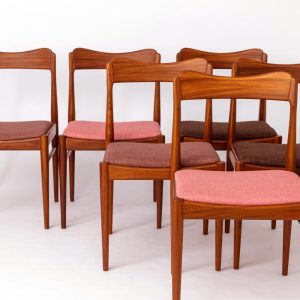 Set of 6 Vintage Teak Dining Chairs by ASKO, Finland – 1960s Mid-Century Modern Scandinavian Design